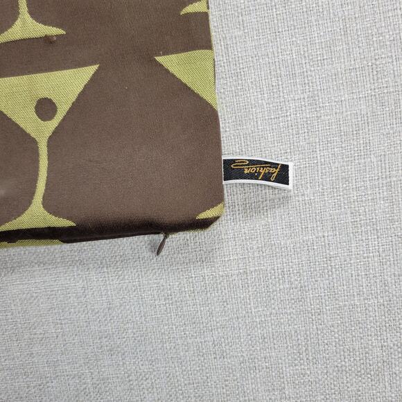 Martini Pillowcase 18" Brown Gold Wine Glass Silk Decorative Accent Pillow Cover - Picture 3 of 5